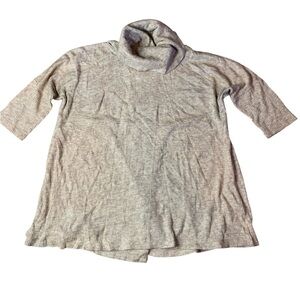 Simply Noelle Ribbed Cowl Neck Poncho Sweater Tunic Taupe S/M (8-10)